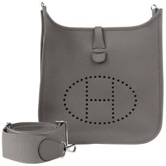 Hermes Evelyne PM Bag Etain Cross Body Clemence Leather