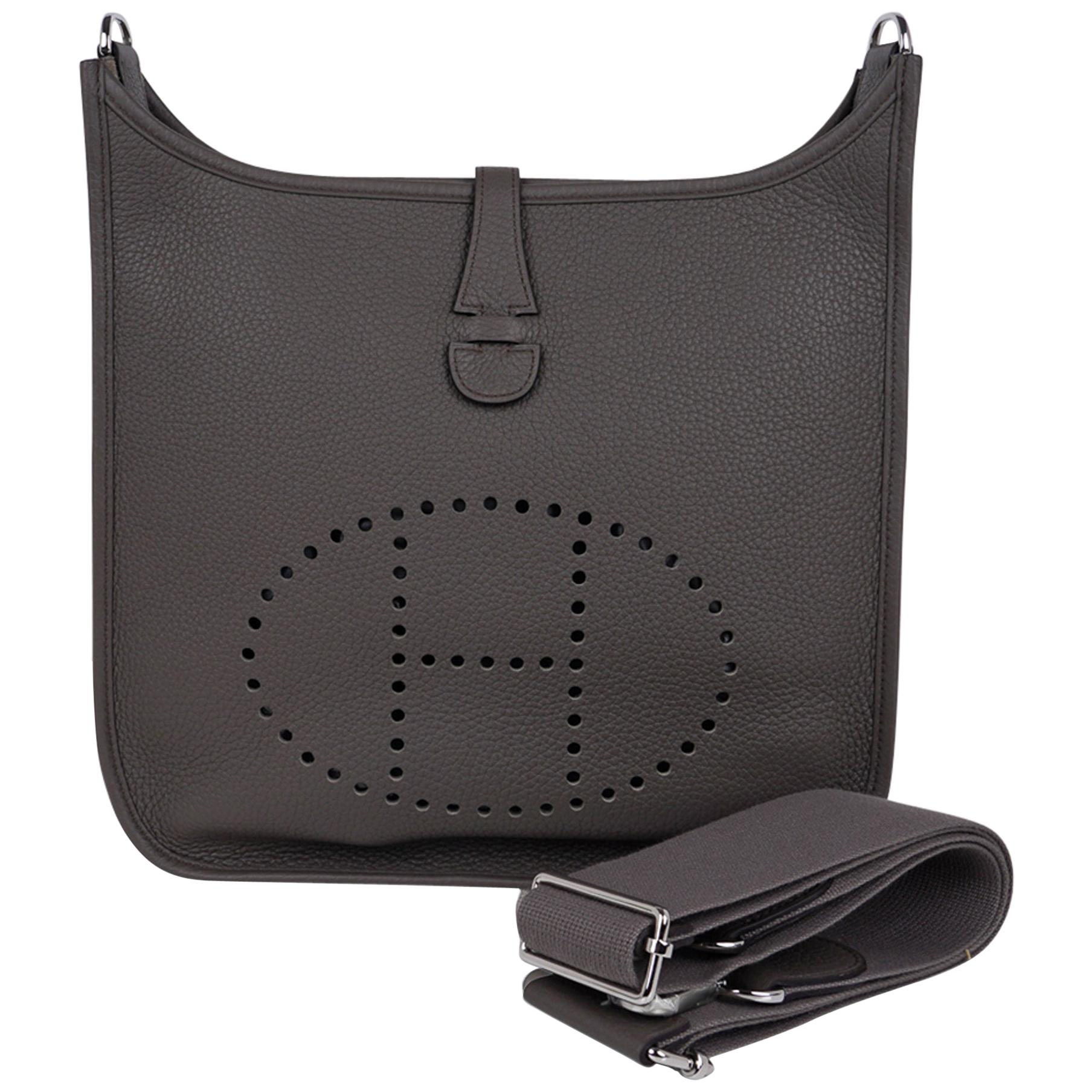 Hermes Evelyne PM Bag Etain Cross Body Clemence Leather Palladium Hardware