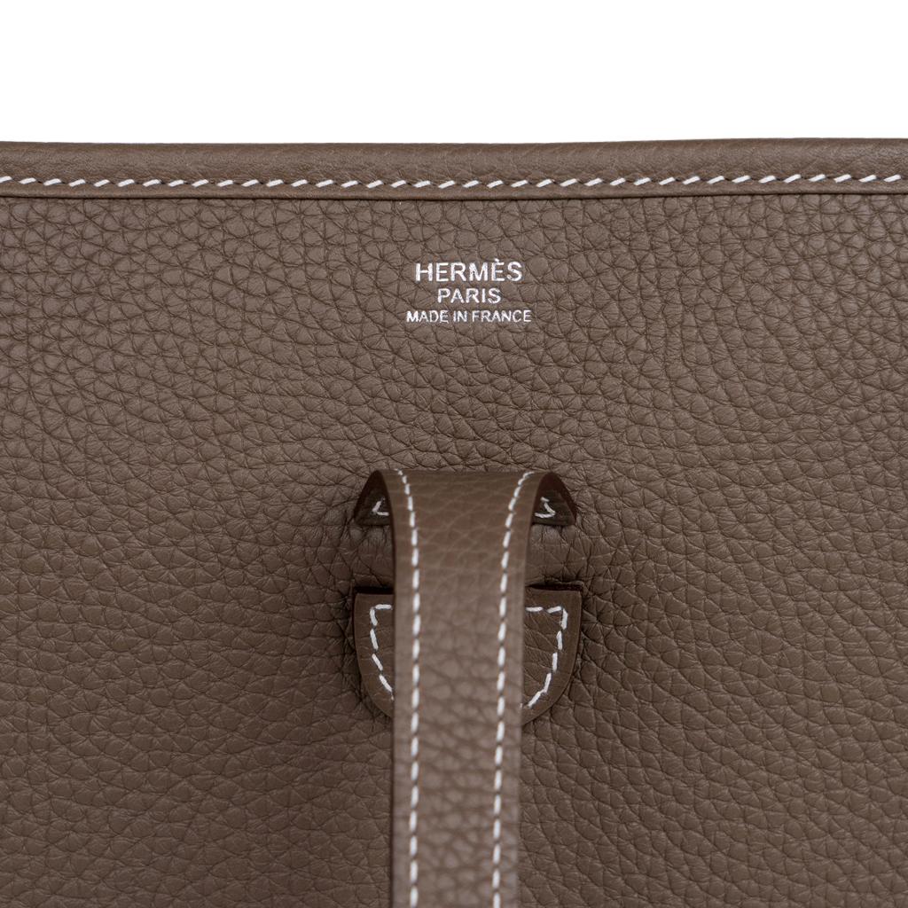 Women's Hermes Evelyne PM Bag Etoupe Clemence Palladium Hardware New w/Box
