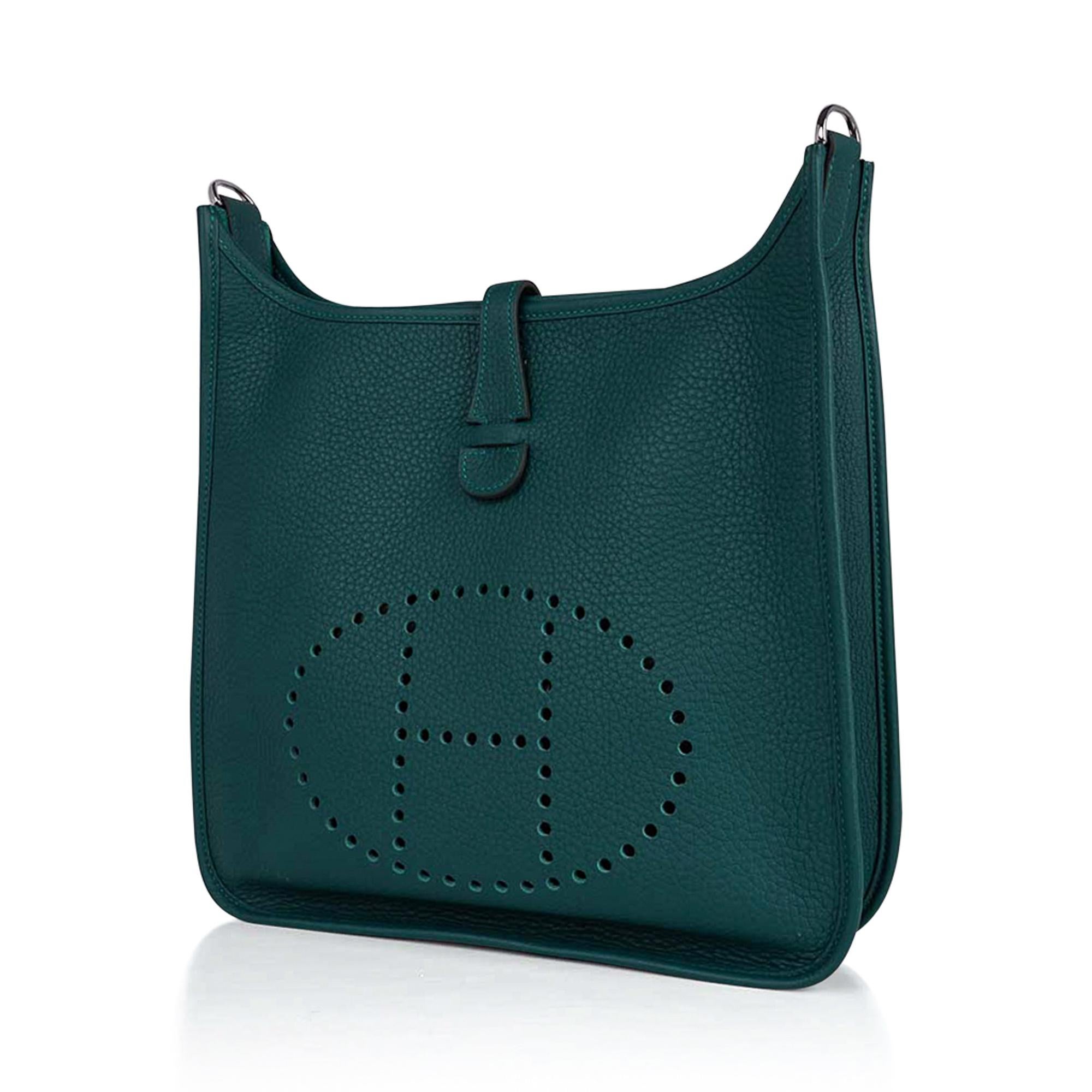 Hermes Evelyne PM Bag Malachite Clemence Leather Palladium Hardware New w/Box 1