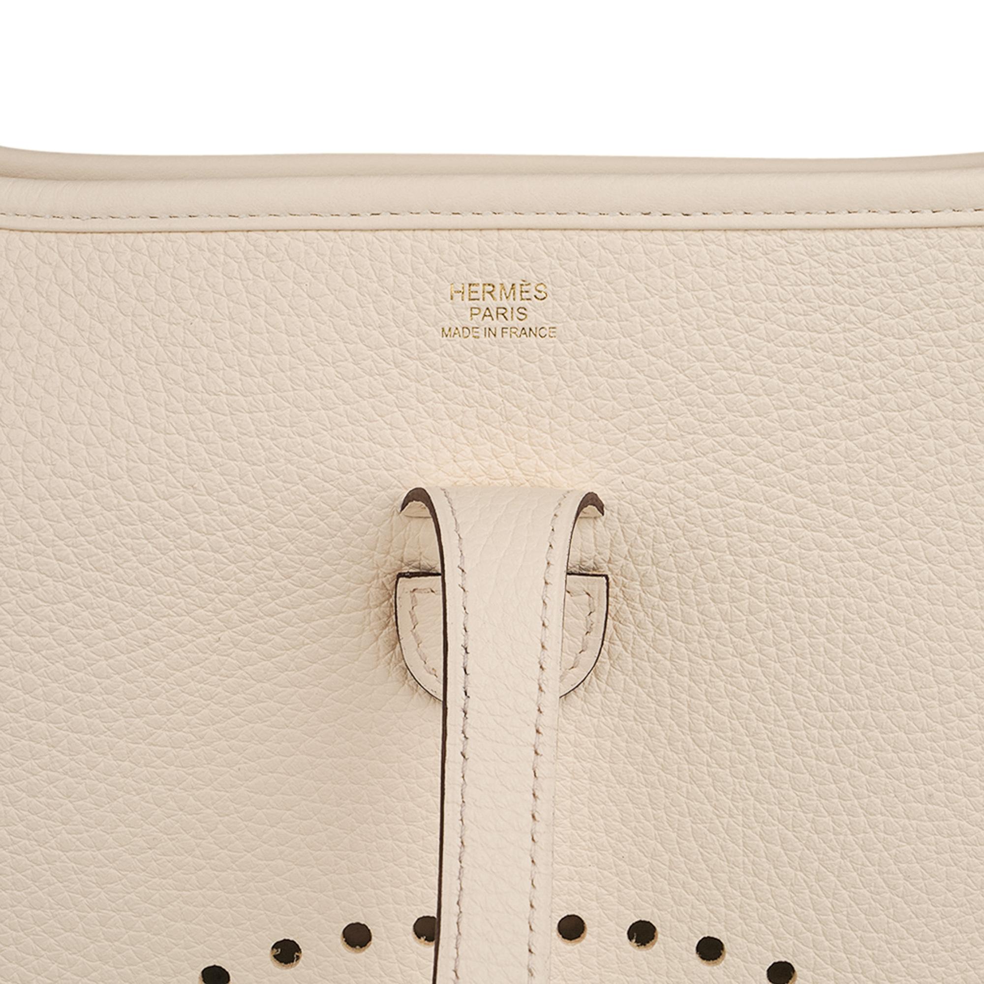 Hermes Evelyne PM Bag Nata Clemence Gold Hardware New w/Box 3