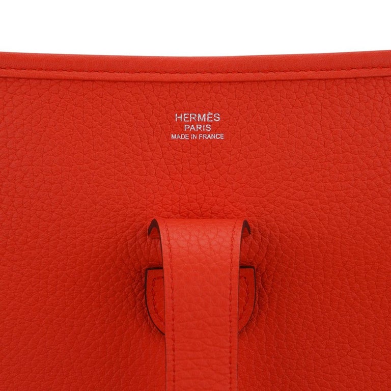 Hermes Evelyne PM Bag Poppy Palladium Hardware Clemence Leather 1