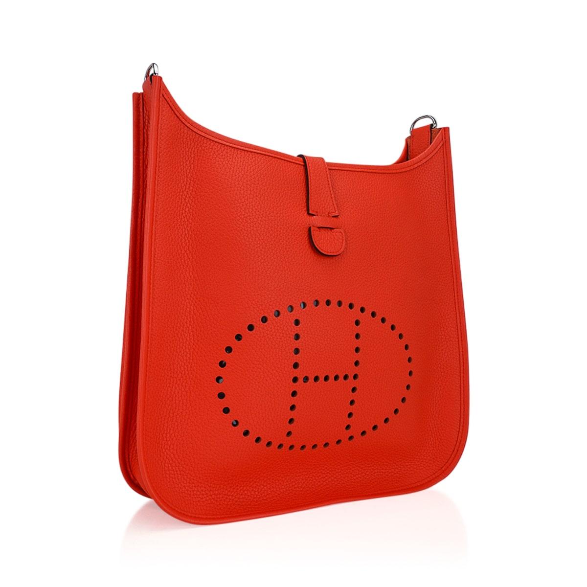 Hermes Evelyne PM Bag Poppy Palladium Hardware Clemence Leather 2