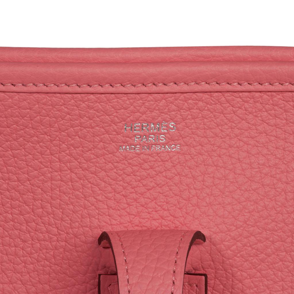 Hermes Evelyne PM Bag Rose Azalee Palladium Hardware Clemence Leather New w/Box 2