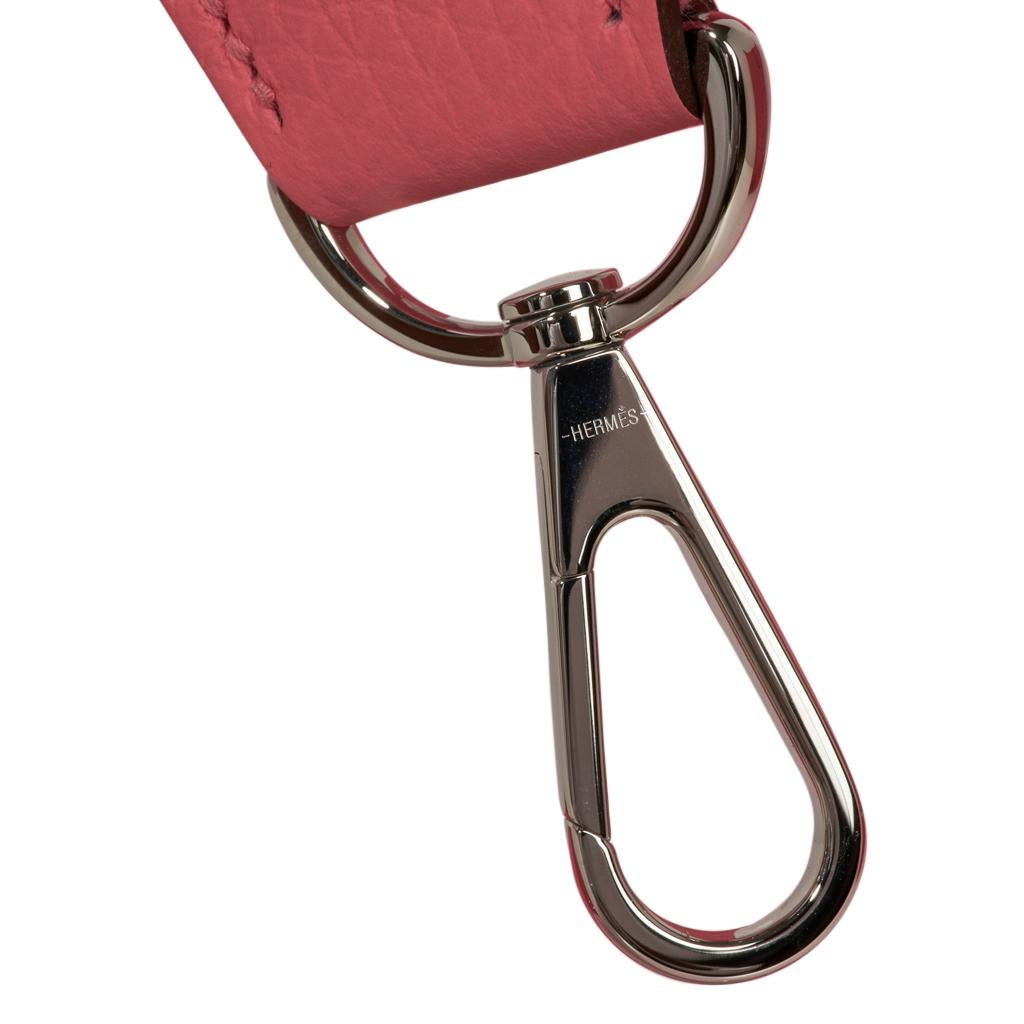 Pink Hermes Evelyne PM Bag Rose Azalee Palladium Hardware Clemence Leather New w/Box