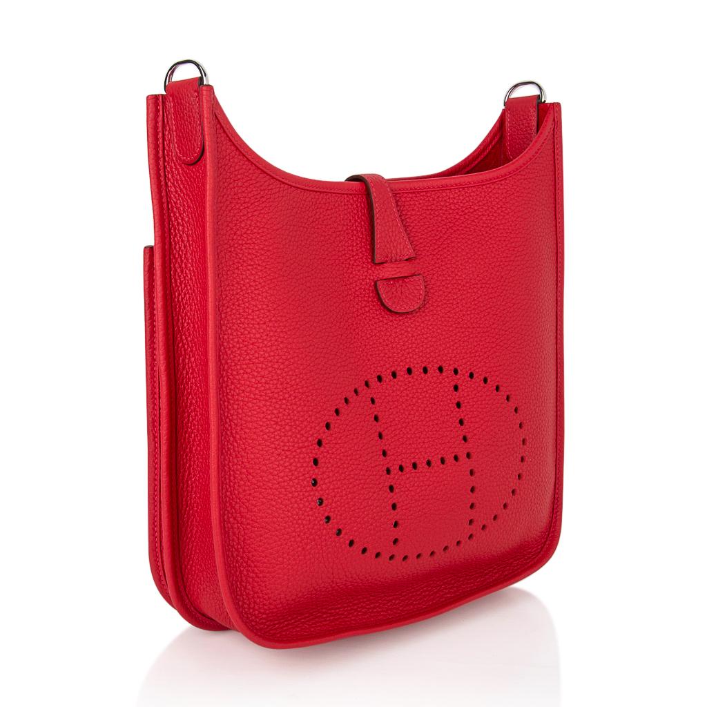 Red Hermes Evelyne PM Bag Rouge Casaque Clemence Palladium Hardware