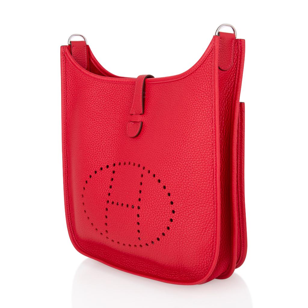 Women's Hermes Evelyne PM Bag Rouge Casaque Clemence Palladium Hardware