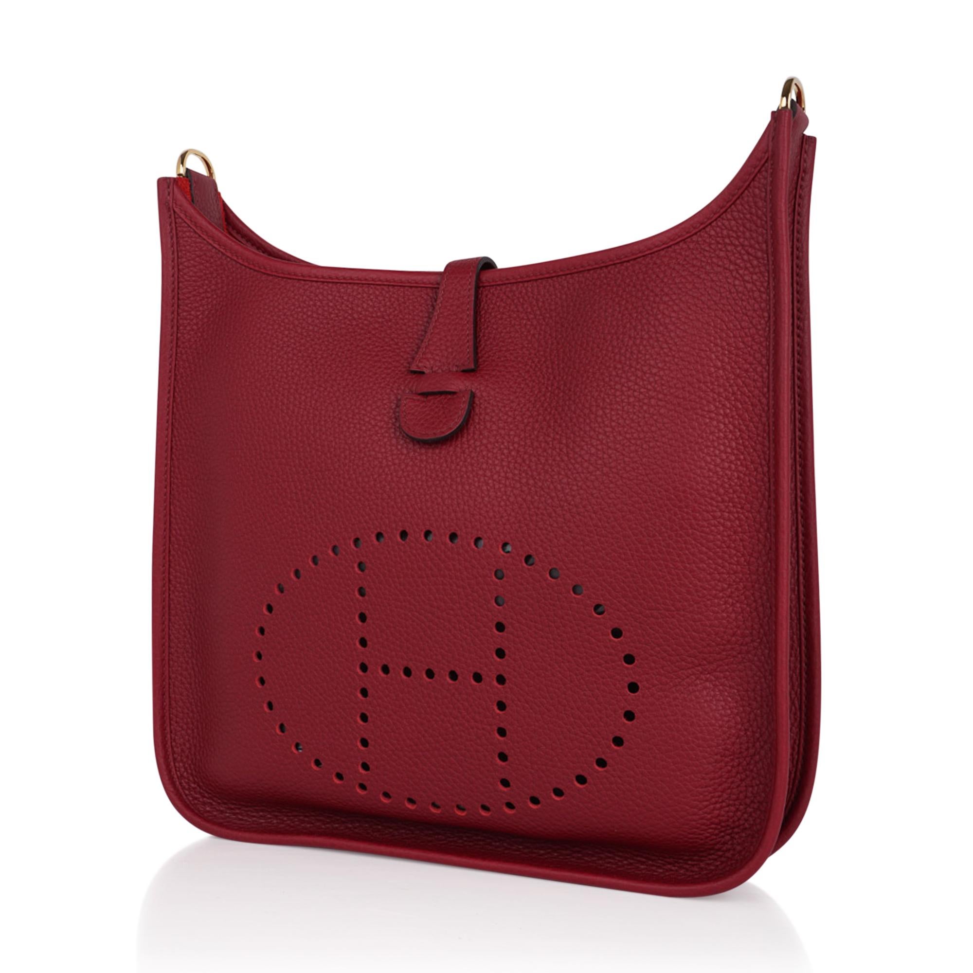 Hermes Evelyne PM Bag Rouge Grenat Gold Hardware Clemence 1