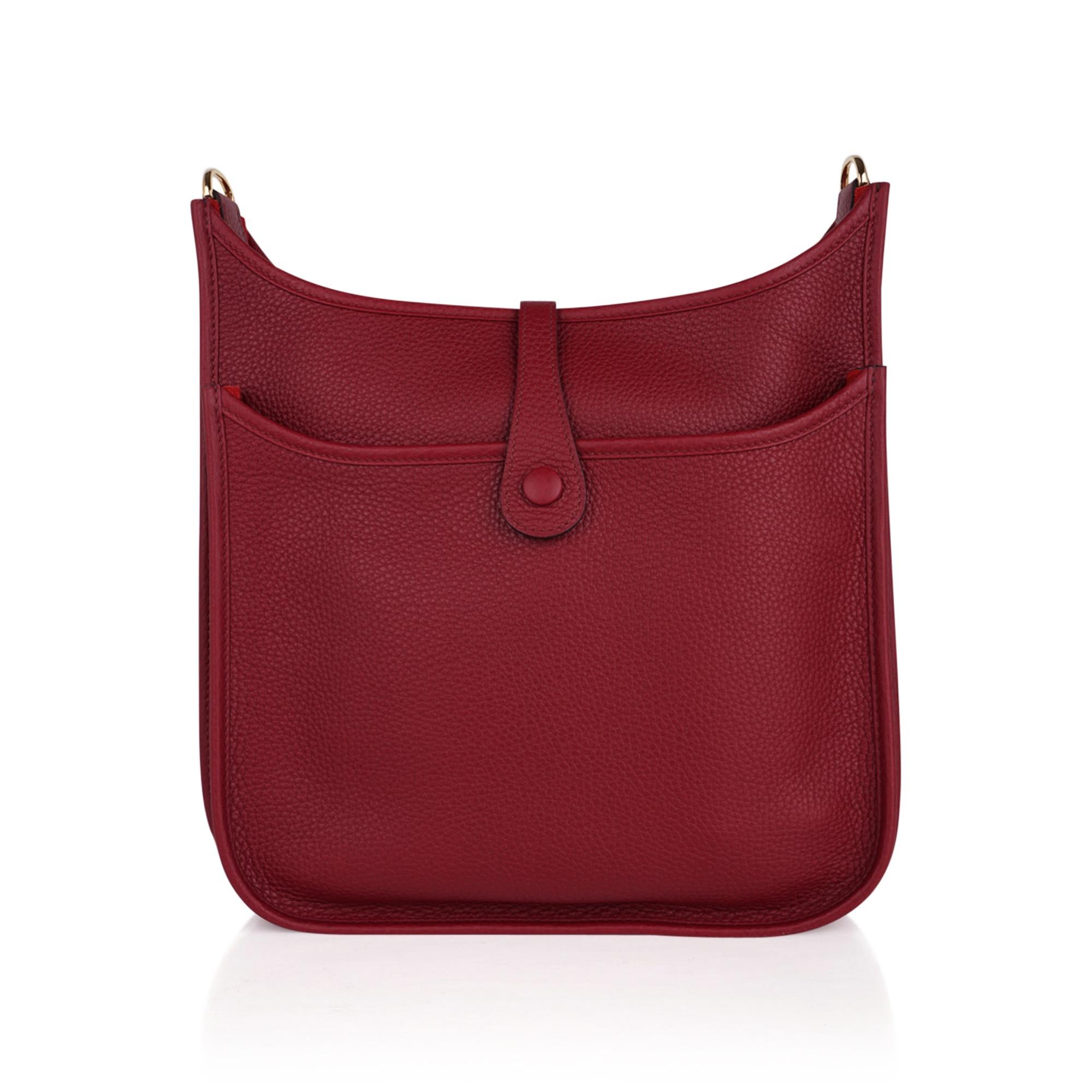 Hermes Evelyne PM Bag Rouge Grenat Gold Hardware Clemence 4