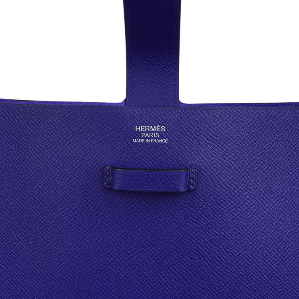 Hermes Evelyne PM Sellier Blau Elektrische Tasche Palladium Hardware  im Angebot 3