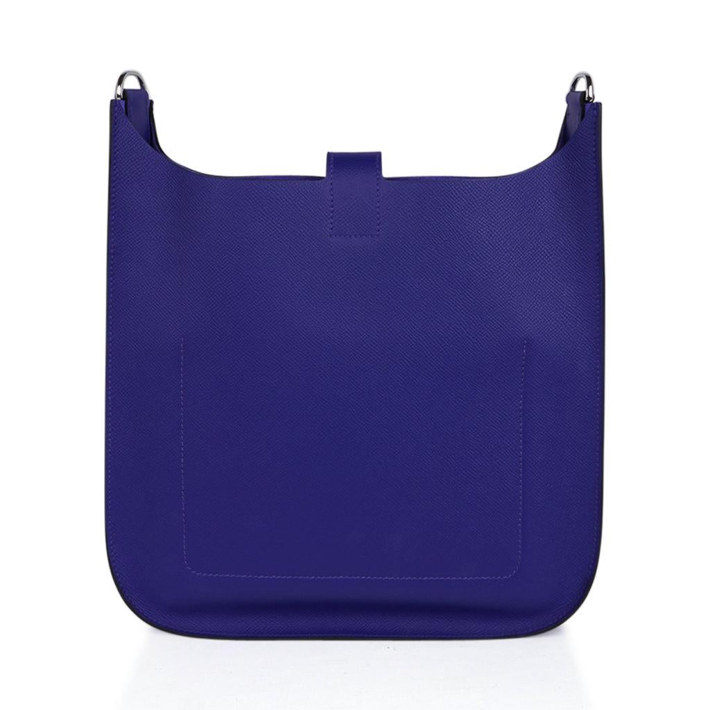 Hermes Evelyne PM Sellier Blue Electric Bag Palladium Hardware  en vente 2