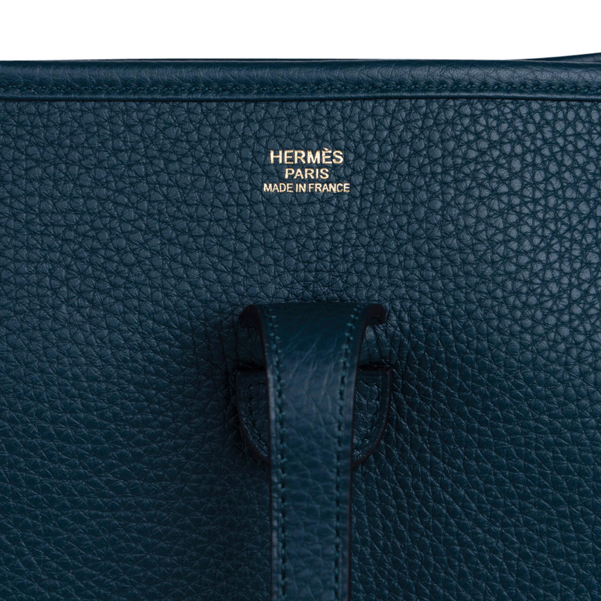  Hermes Evelyne PM Bag Vert Cypress Clemence Gold Hardware New w/Box 1