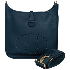 Hermes Evelyne PM Bag Vert Cypress Clemence Gold Hardware New w/Box