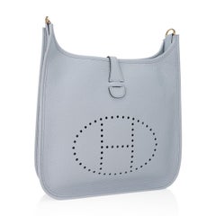 Hermes Evelyne PM Blue Pale Bag Gold Hardware Clemence Leather