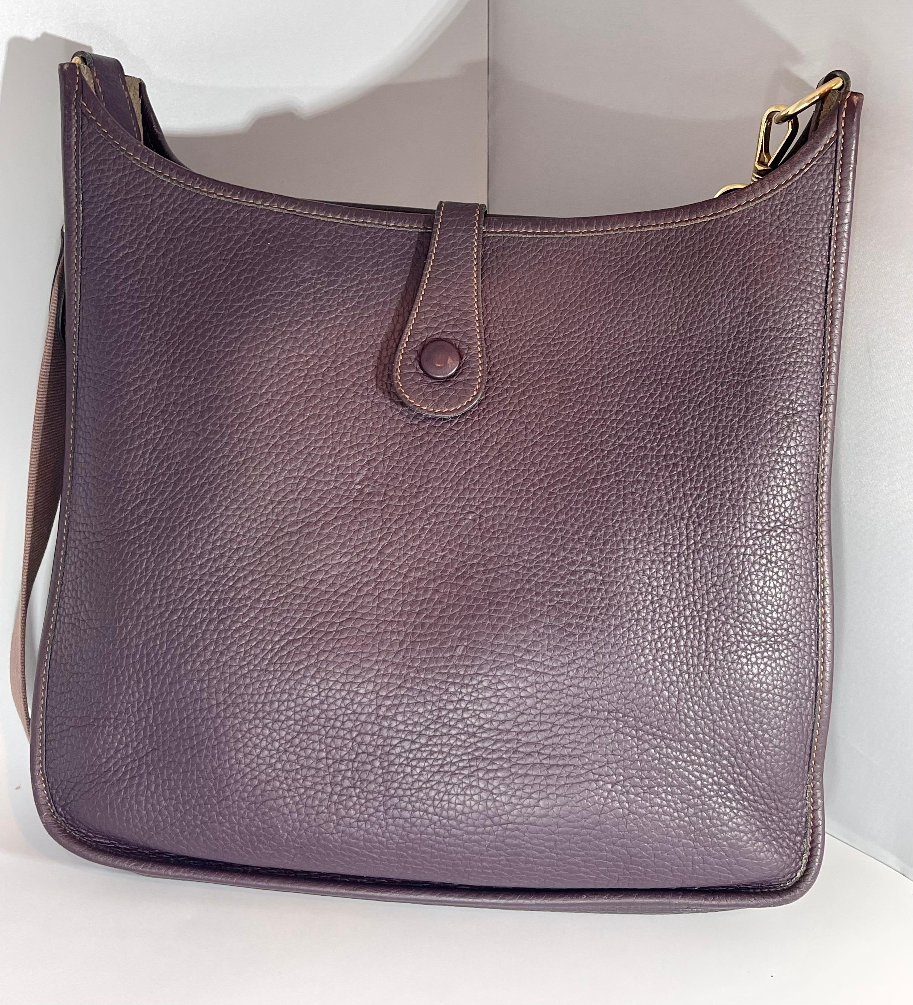 Hermès Evelyne Pm Dark Brown / Chocolate Leather Cross Body Bag Like New en vente 6