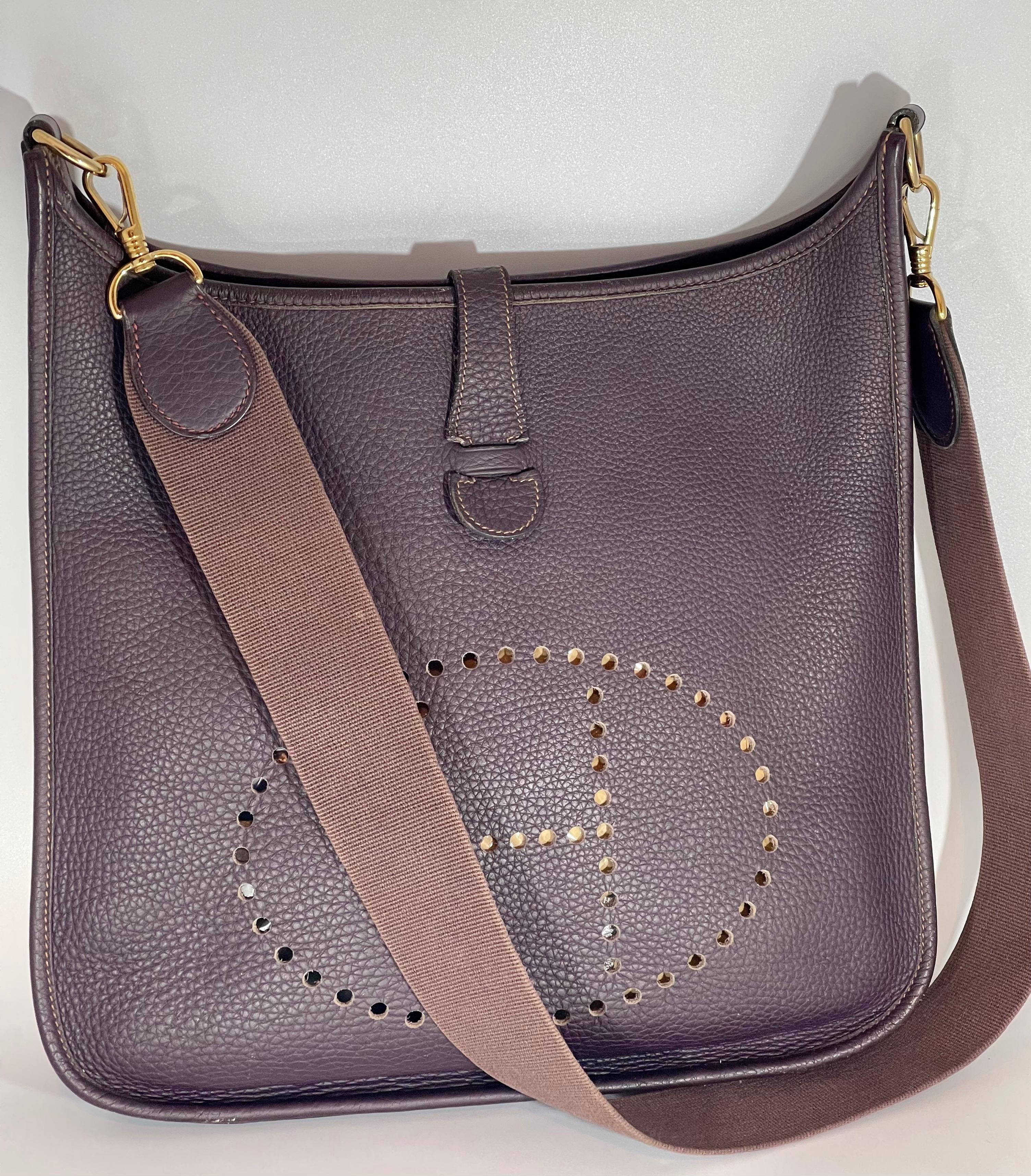 Hermès Evelyne Pm Dark Brown / Chocolate Leather Cross Body Bag Like New en vente 2