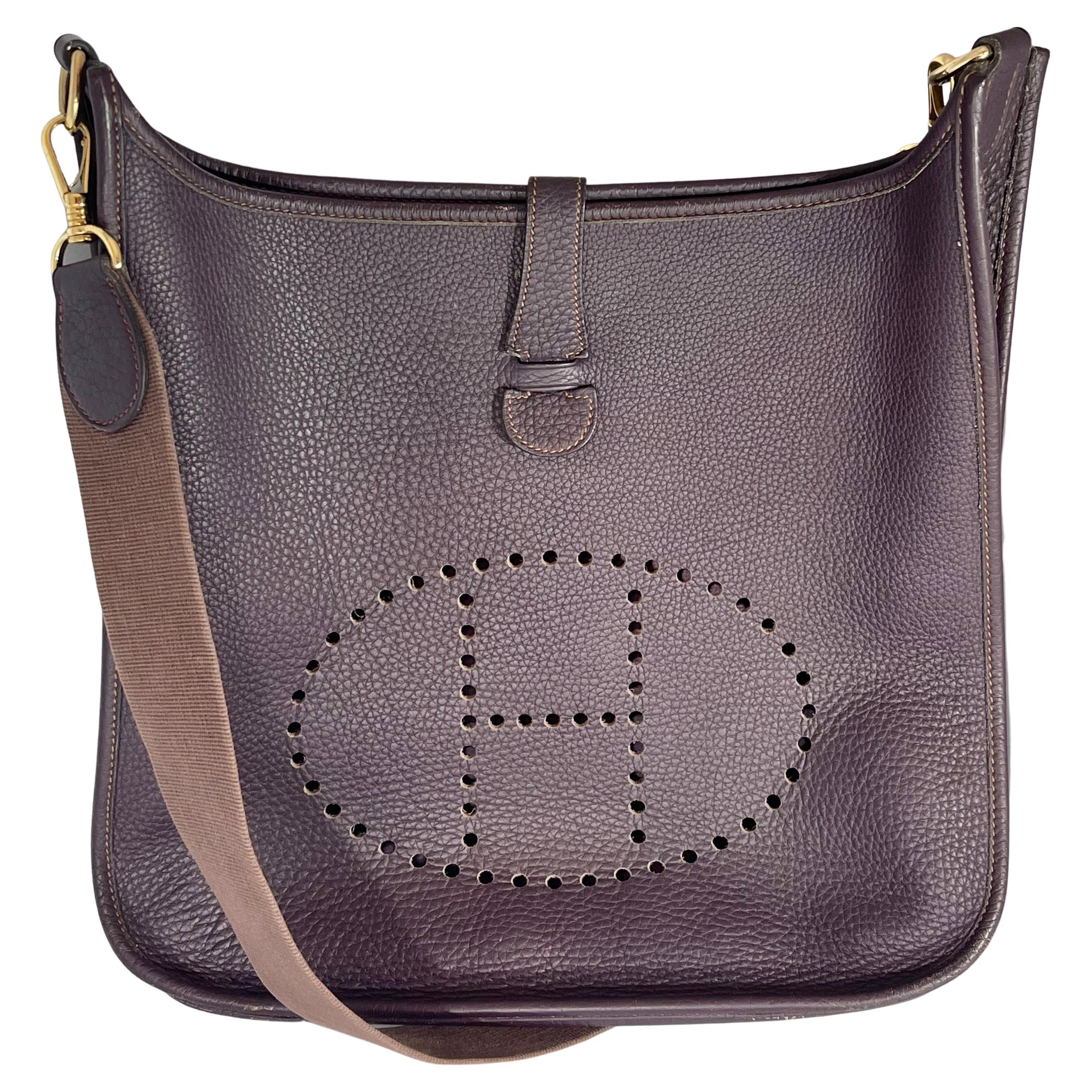 Hermès Evelyne Pm Dark Brown / Chocolate Leather Cross Body Bag Like New