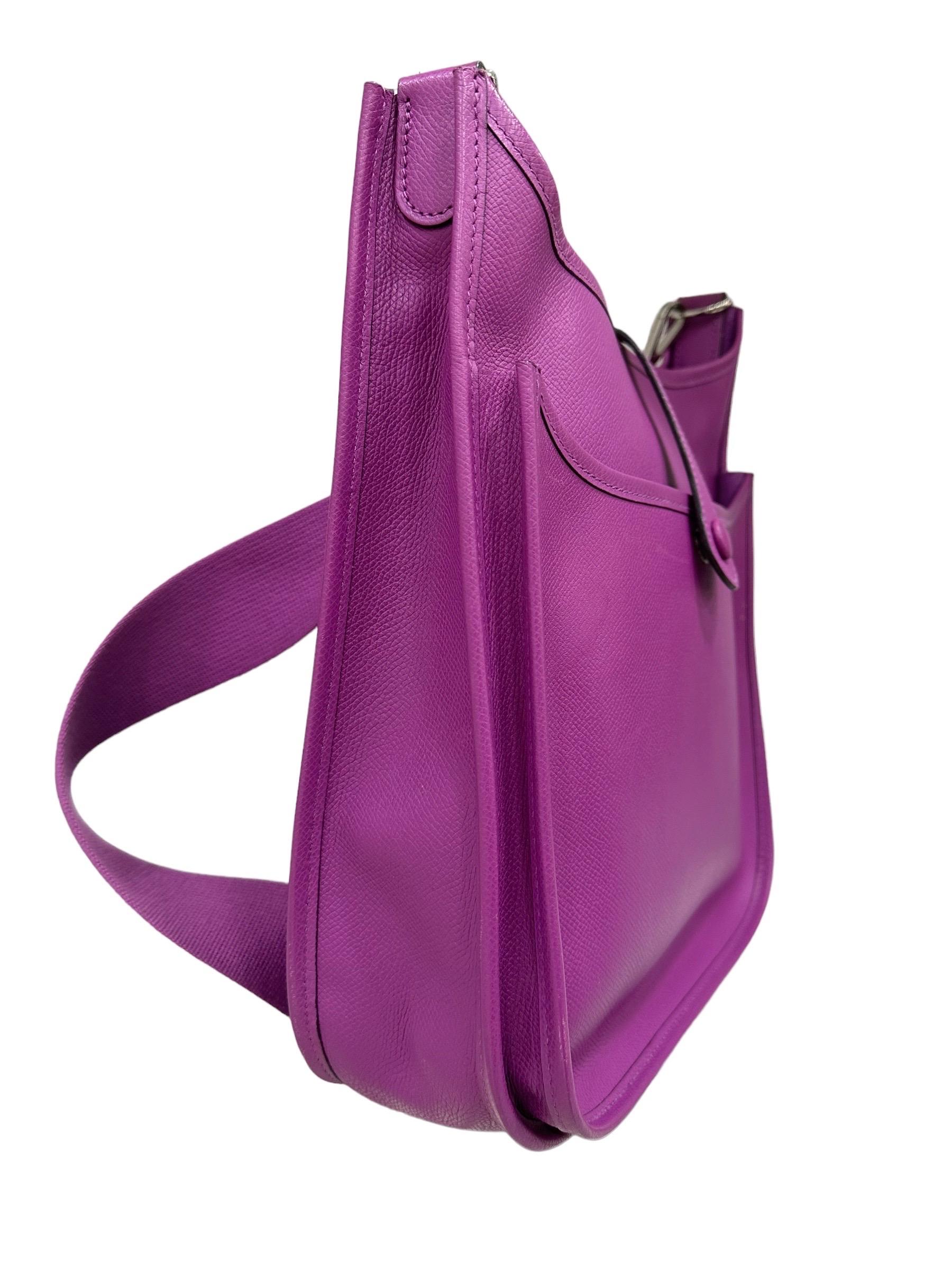 Hermès Evelyne PM Epsom Leather Anemone Top Shoulder Bag 9