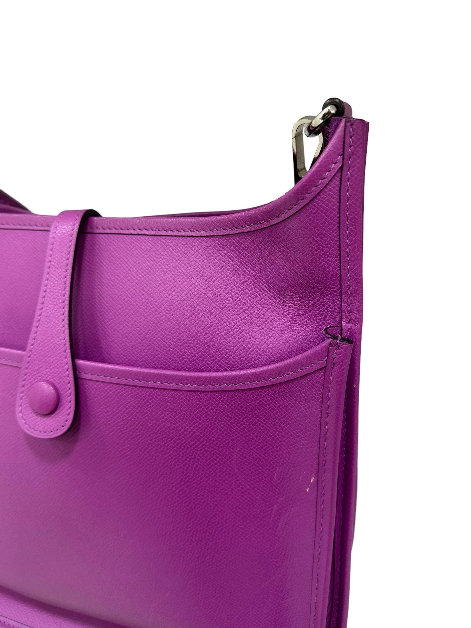 Hermès Evelyne PM Epsom Leather Anemone Top Shoulder Bag 4