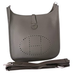 HERMES Evelyne III 29 PM Black Clemence Leather Perforated H Shoulder Bag  at 1stDibs