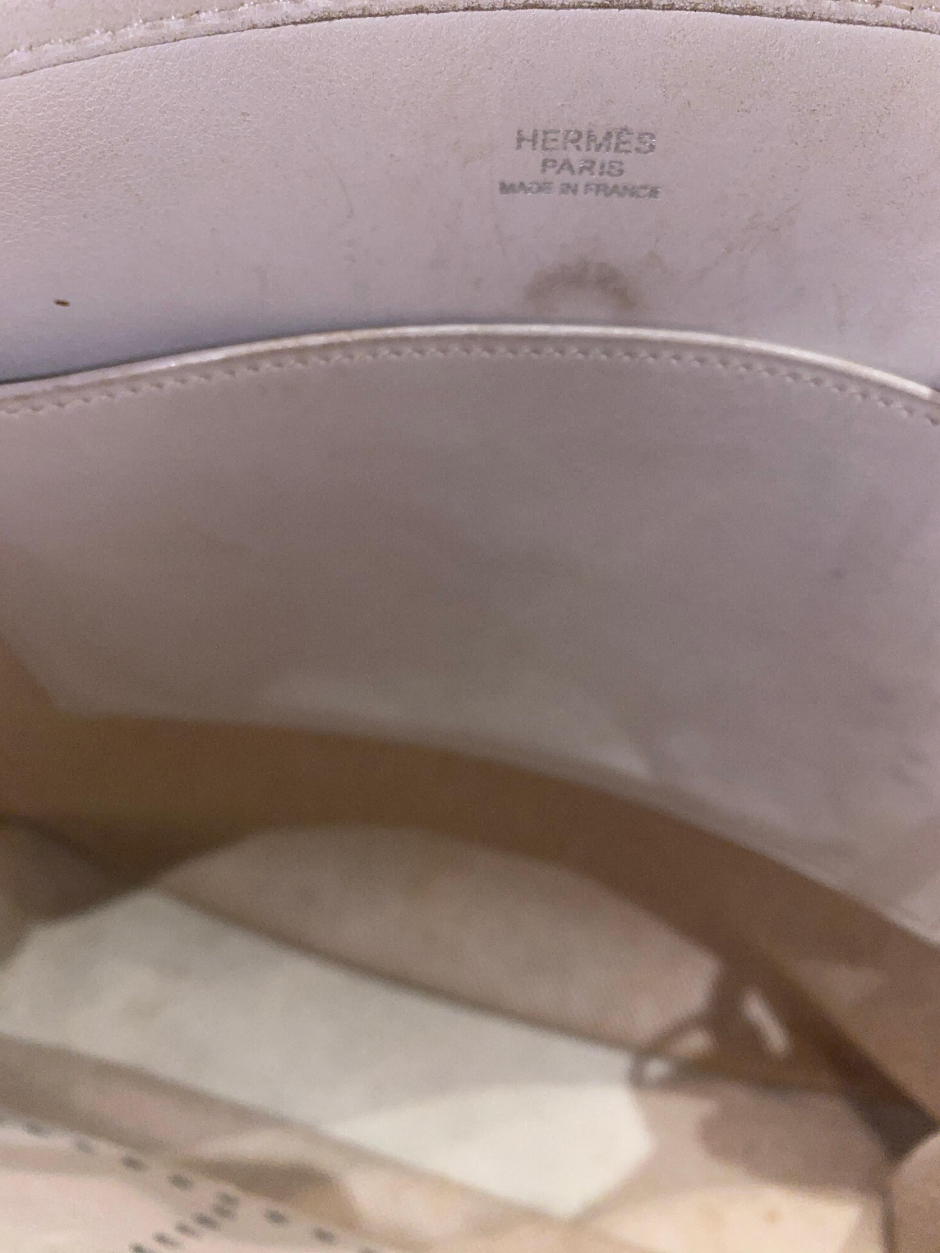 Hermes Evelyne Pm White Leather/Canvas Shoulder Bag For Sale 5