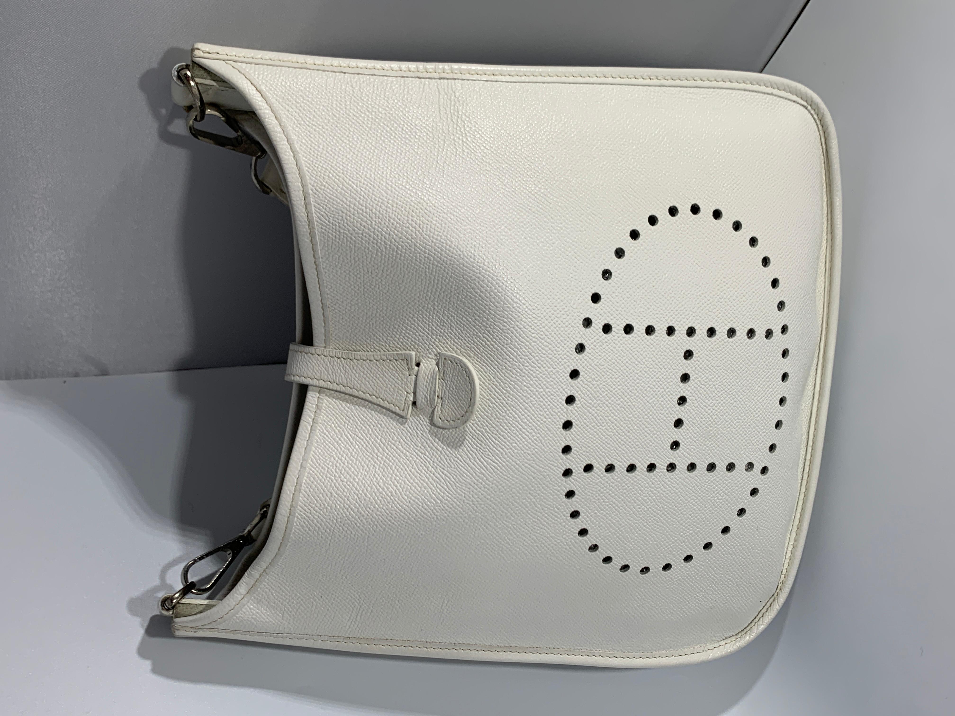 Hermes Evelyne PM  White  Leather Crossbody / Shoulder Bag Vintage 6