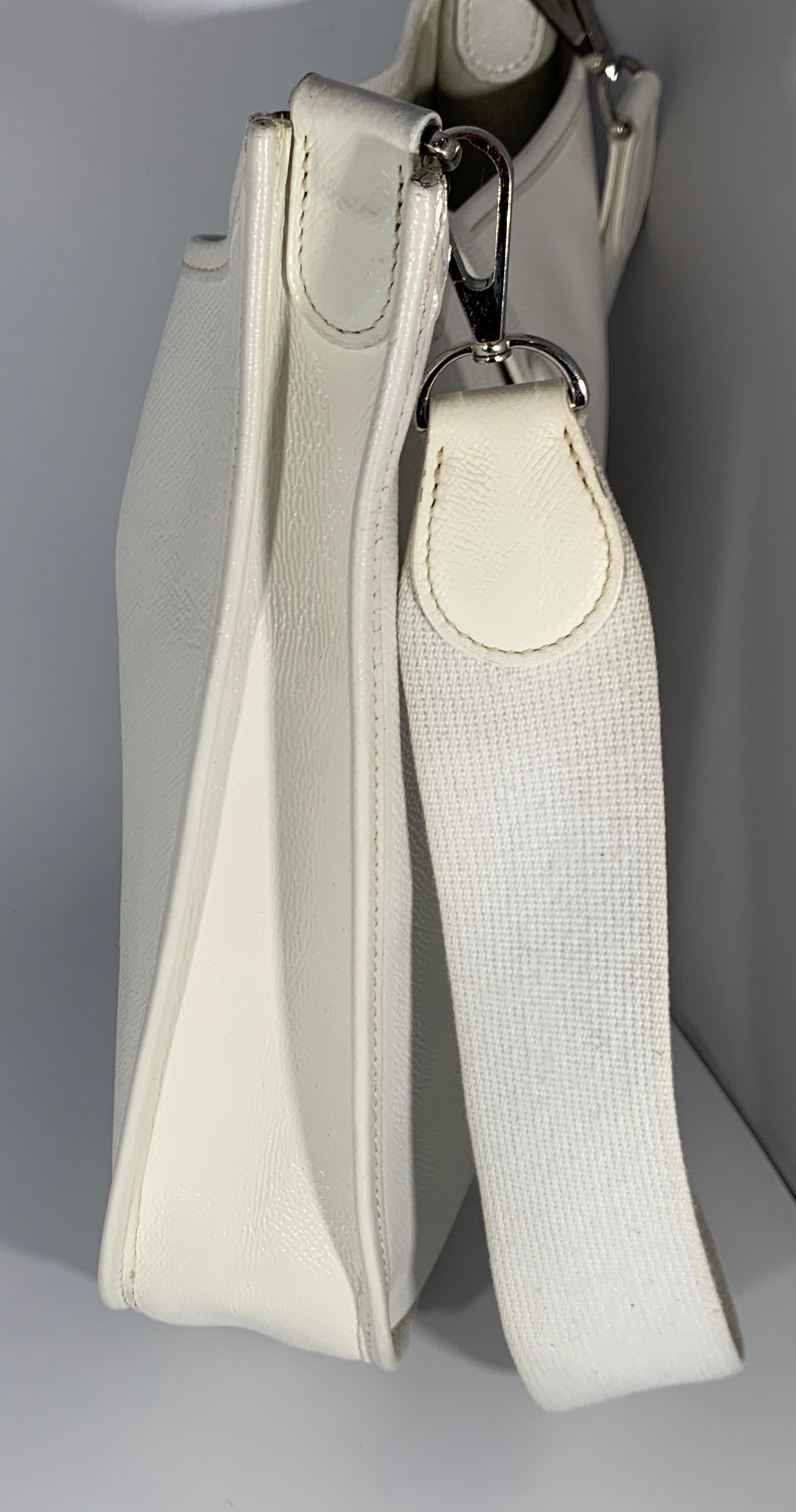 Hermes Evelyne PM  White  Leather Crossbody / Shoulder Bag Vintage 7