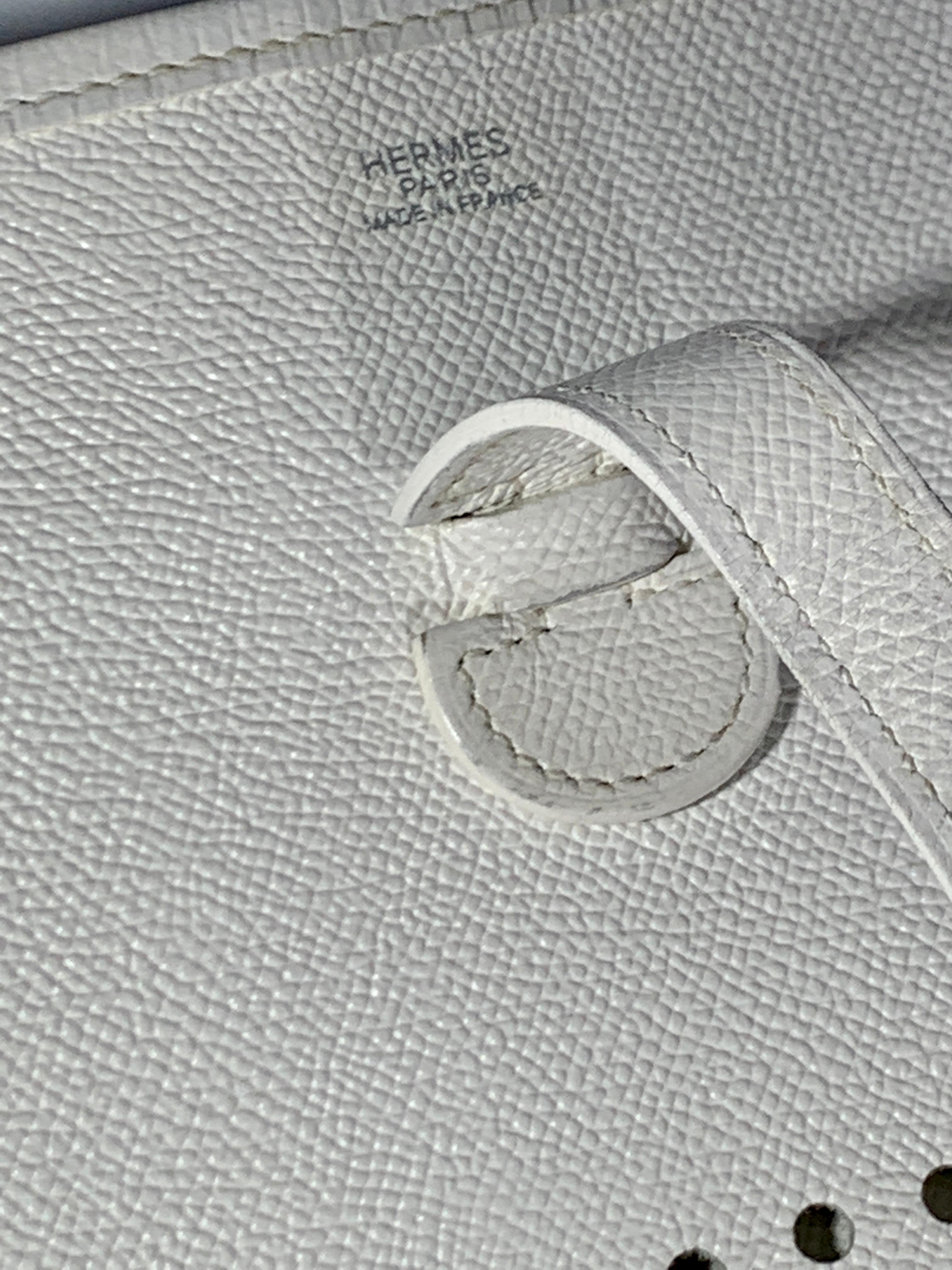 Women's Hermes Evelyne PM  White  Leather Crossbody / Shoulder Bag Vintage