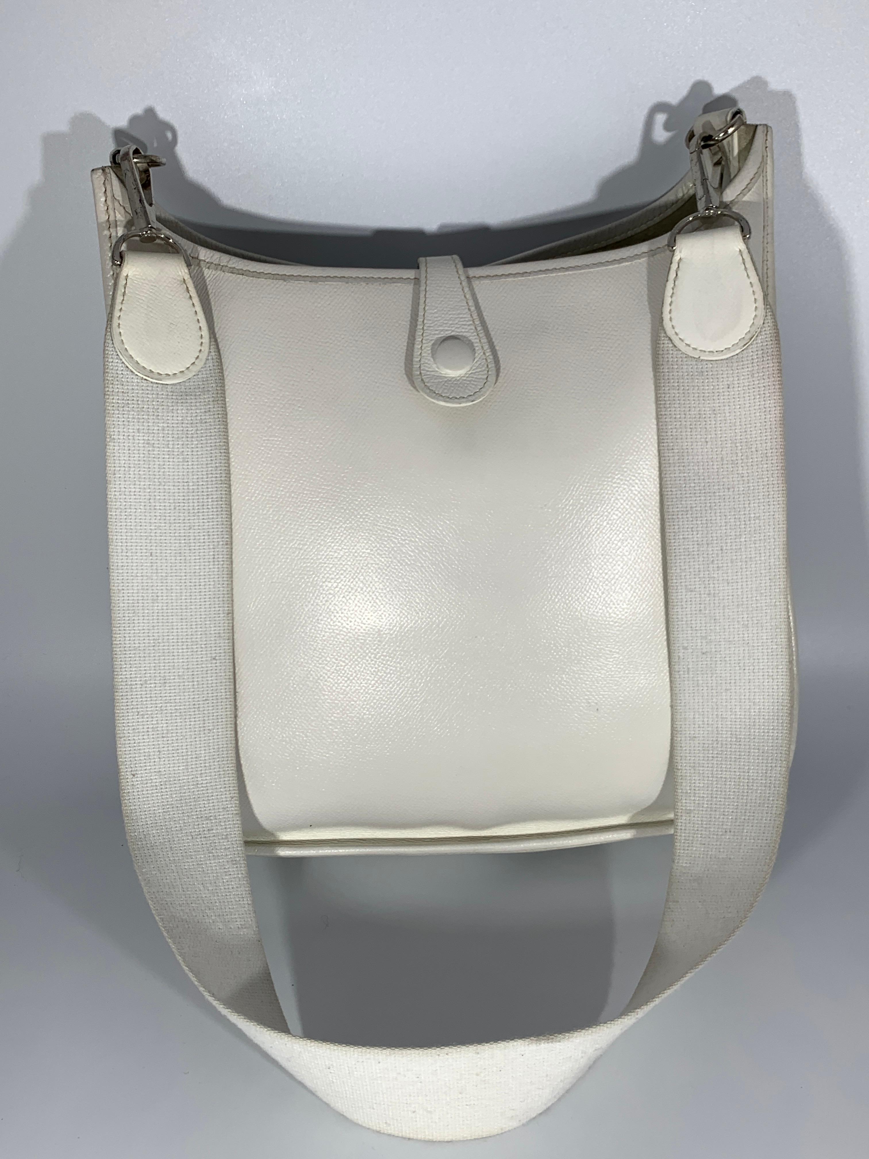 Hermes Evelyne PM  White  Leather Crossbody / Shoulder Bag Vintage 4