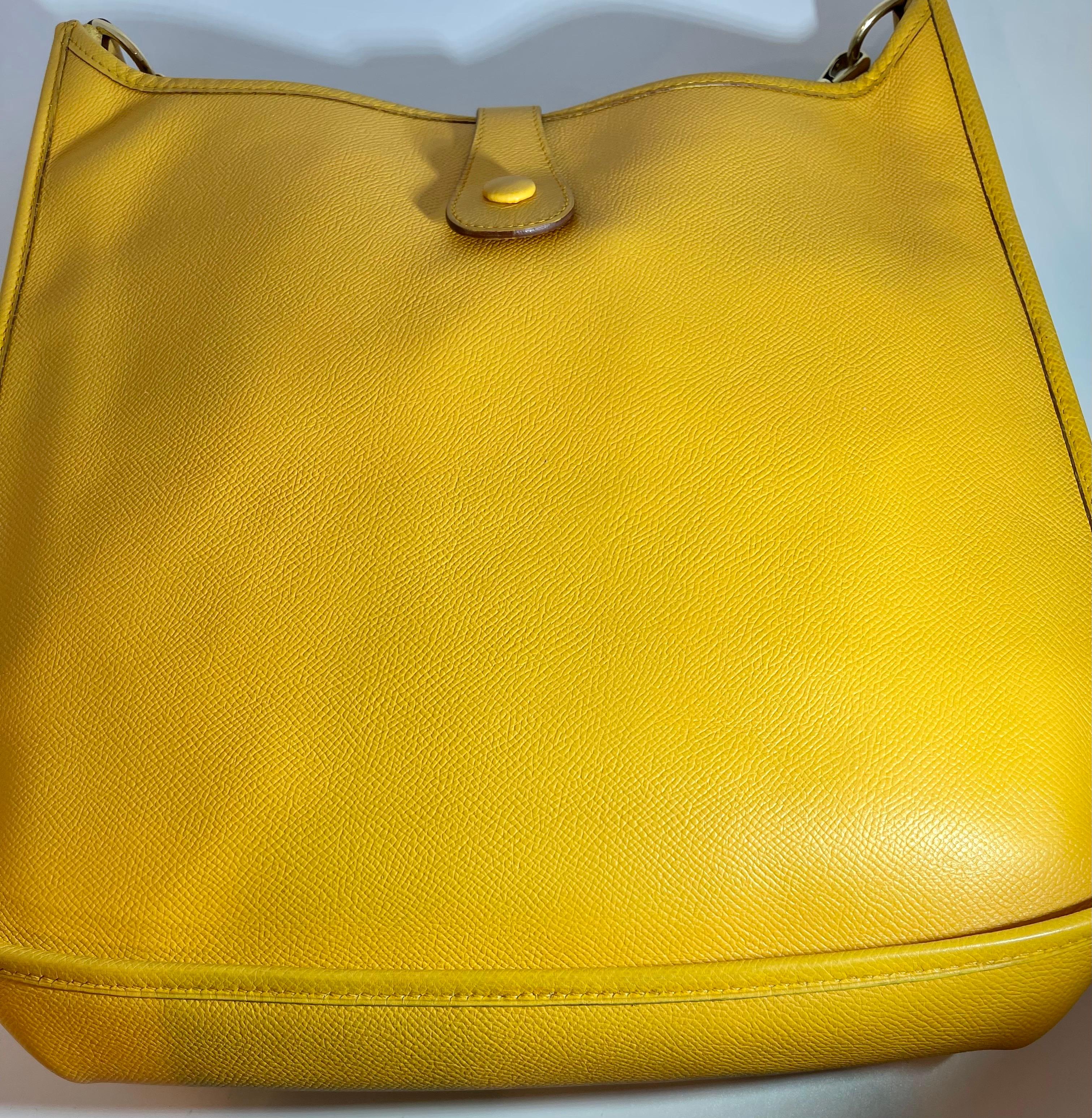Hermès Evelyne Pm Yellow  Leather Cross Body Shoulder Bag 3