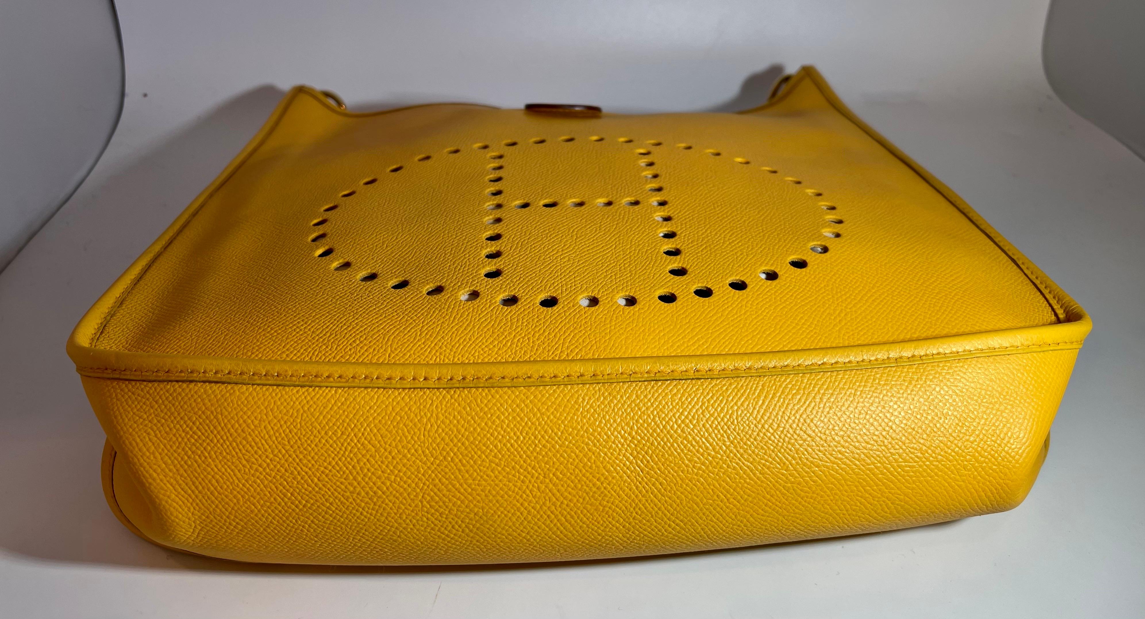 Hermès Evelyne Pm Yellow  Leather Cross Body Shoulder Bag 4
