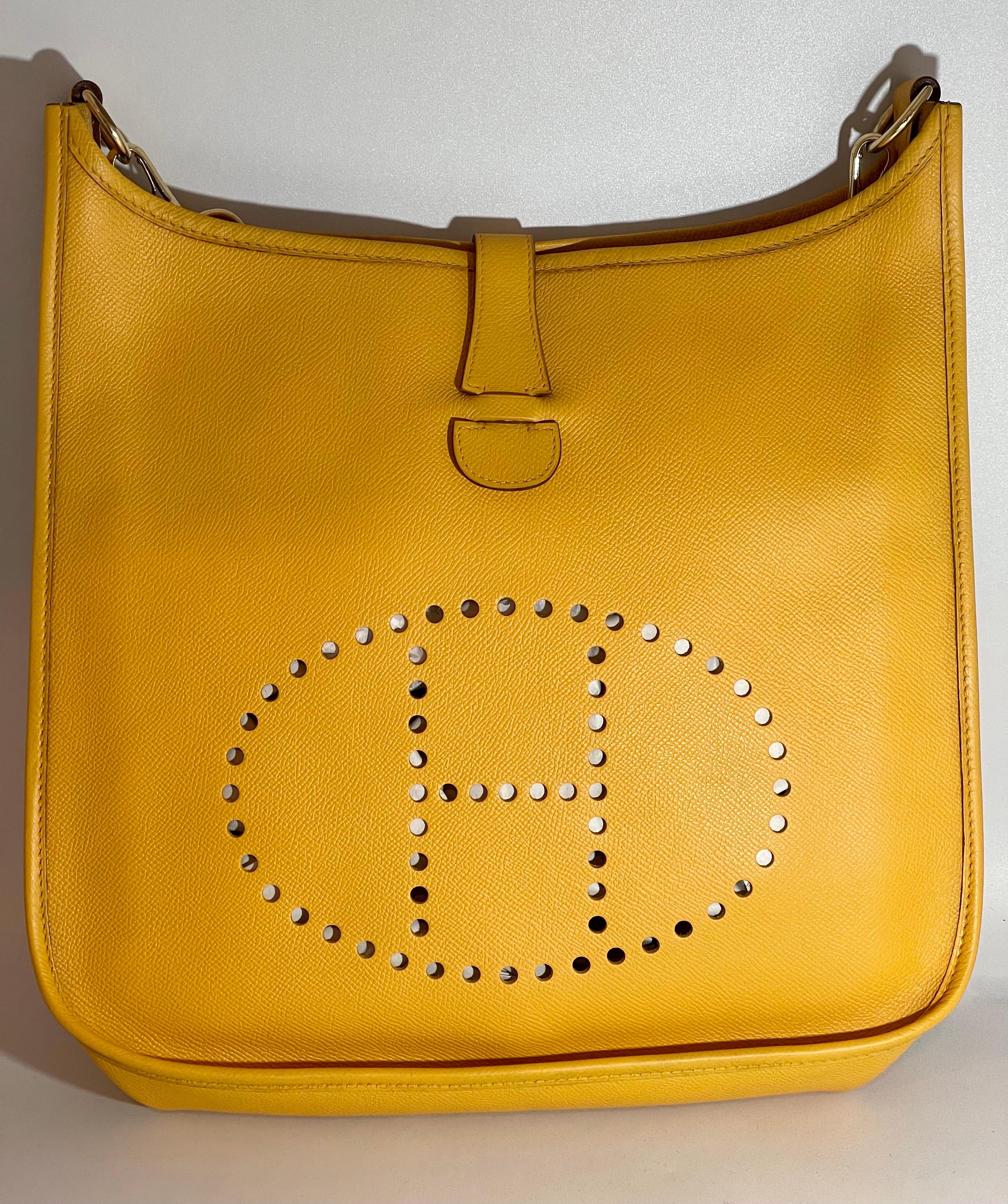 Hermès Evelyne Pm Yellow  Leather Cross Body Shoulder Bag 5