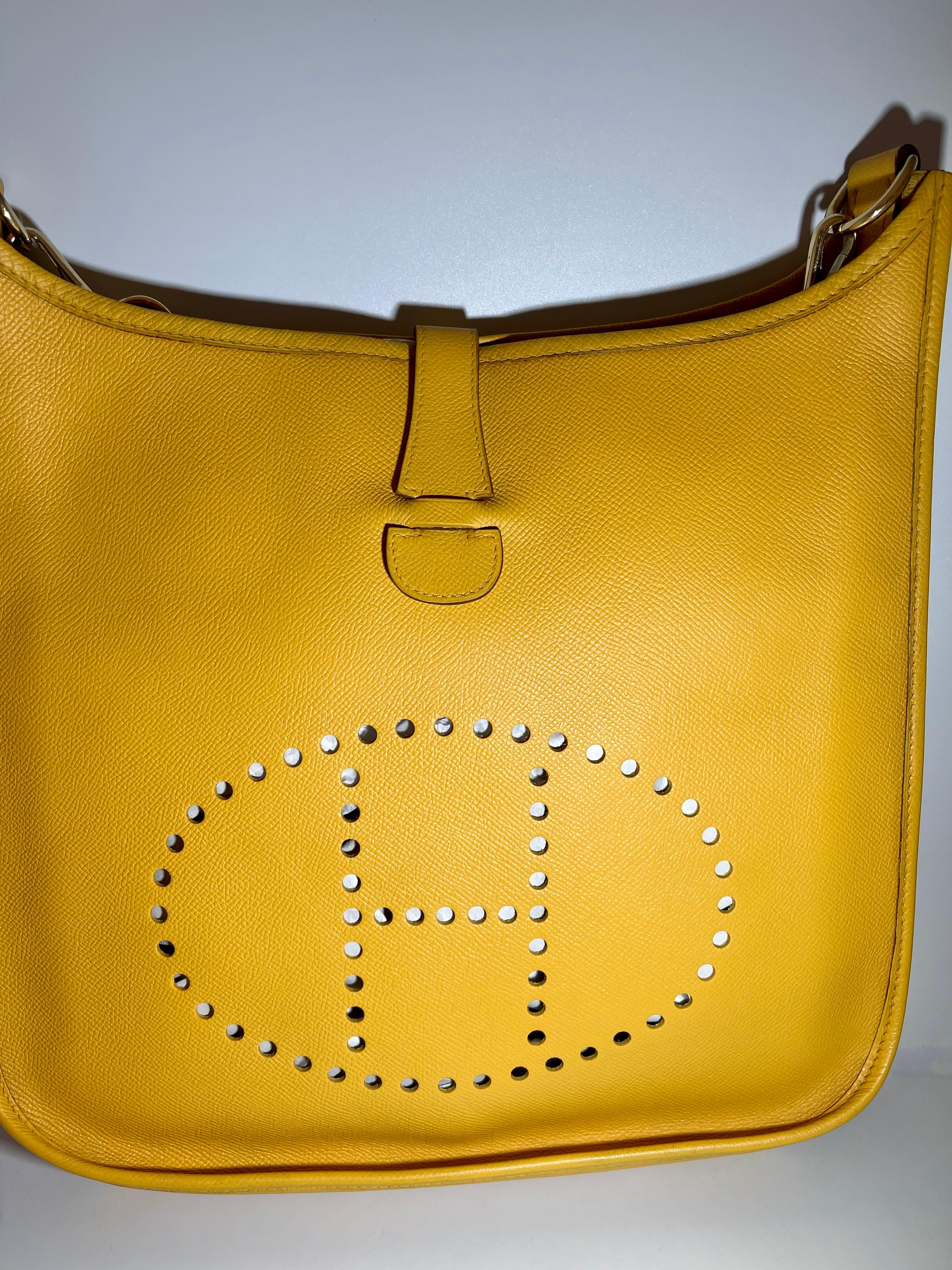Women's Hermès Evelyne Pm Yellow  Leather Cross Body Shoulder Bag