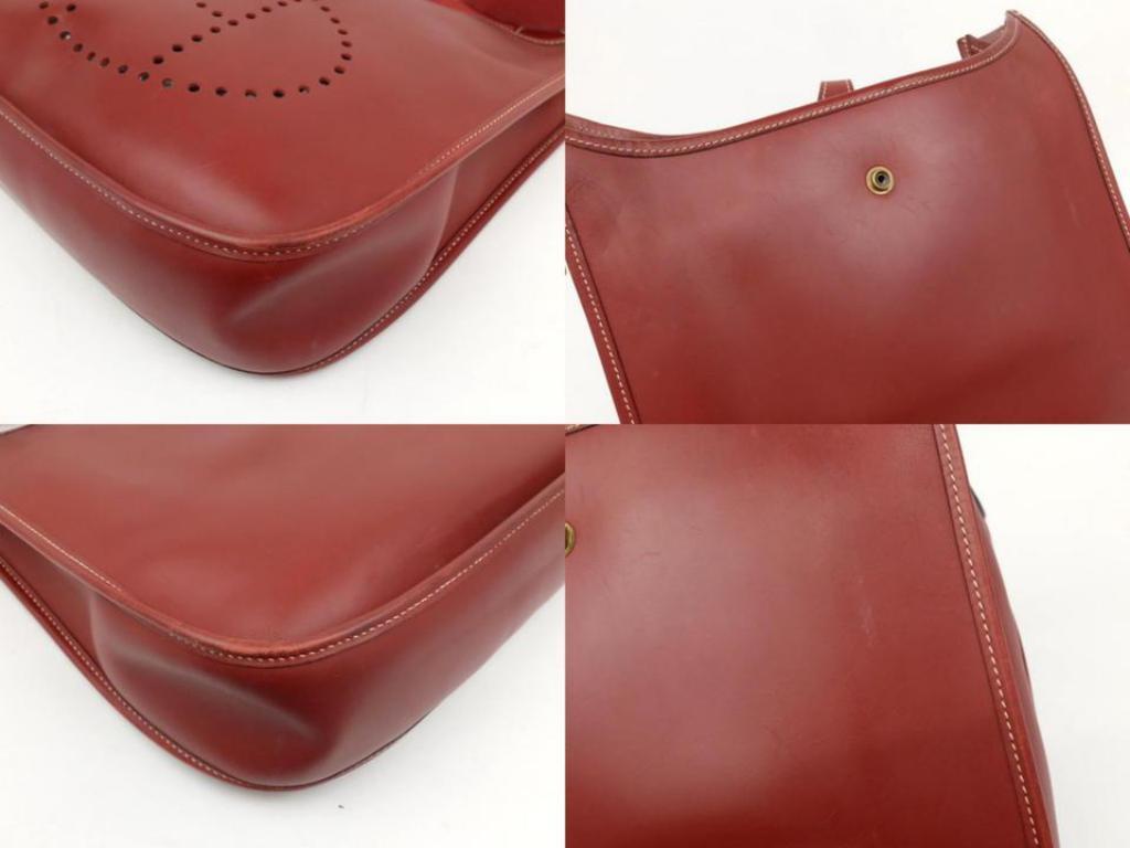 Hermès Evelyne Rouge 230458 Red Leather Shoulder Bag For Sale 8