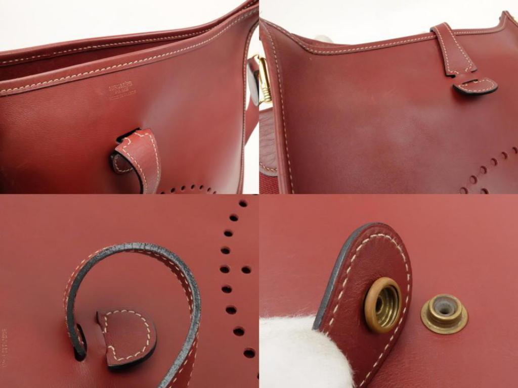 Women's Hermès Evelyne Rouge 230458 Red Leather Shoulder Bag For Sale