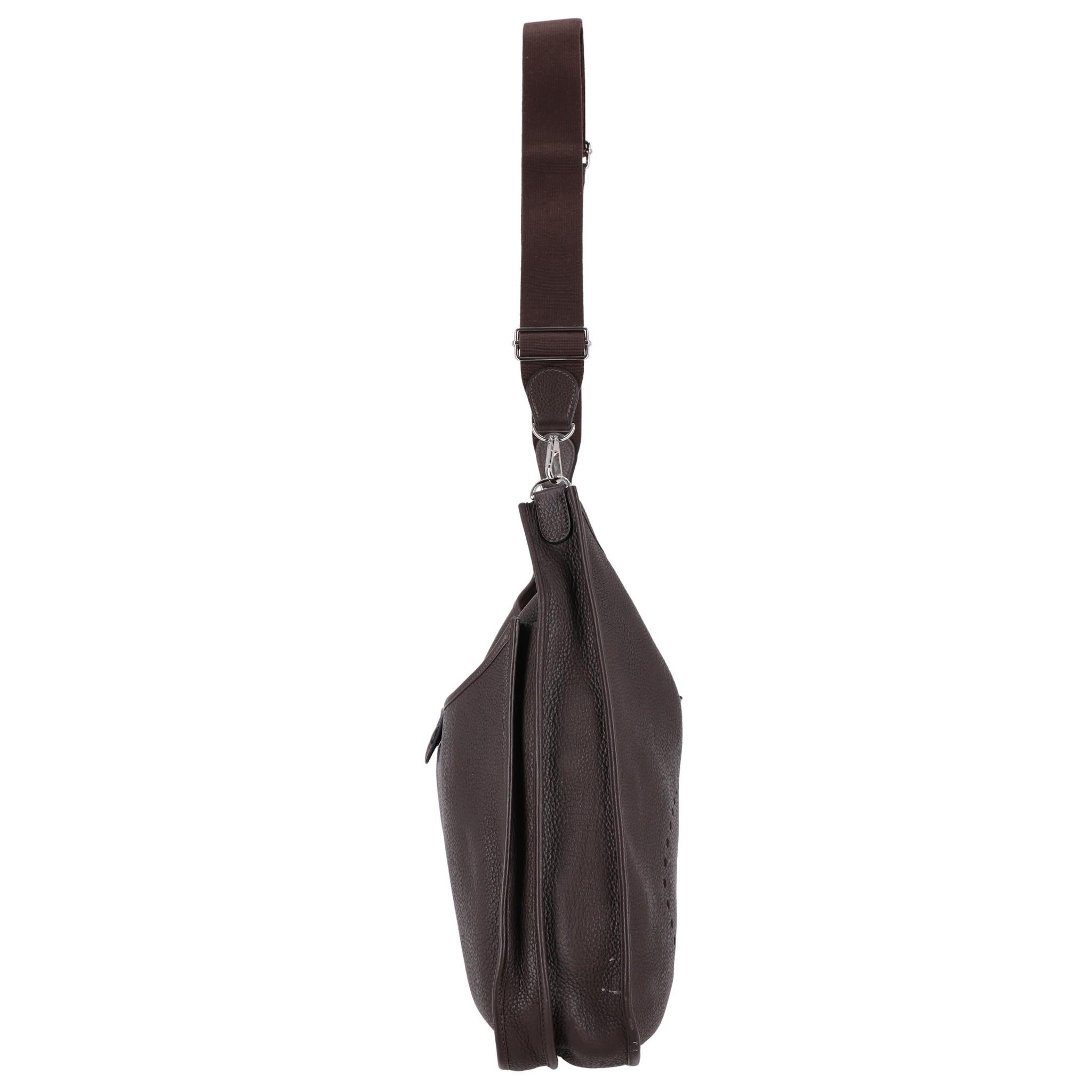 Black Hermes Evelyne Taurillon Clémence TGM Leather Shoulder Bag For Sale