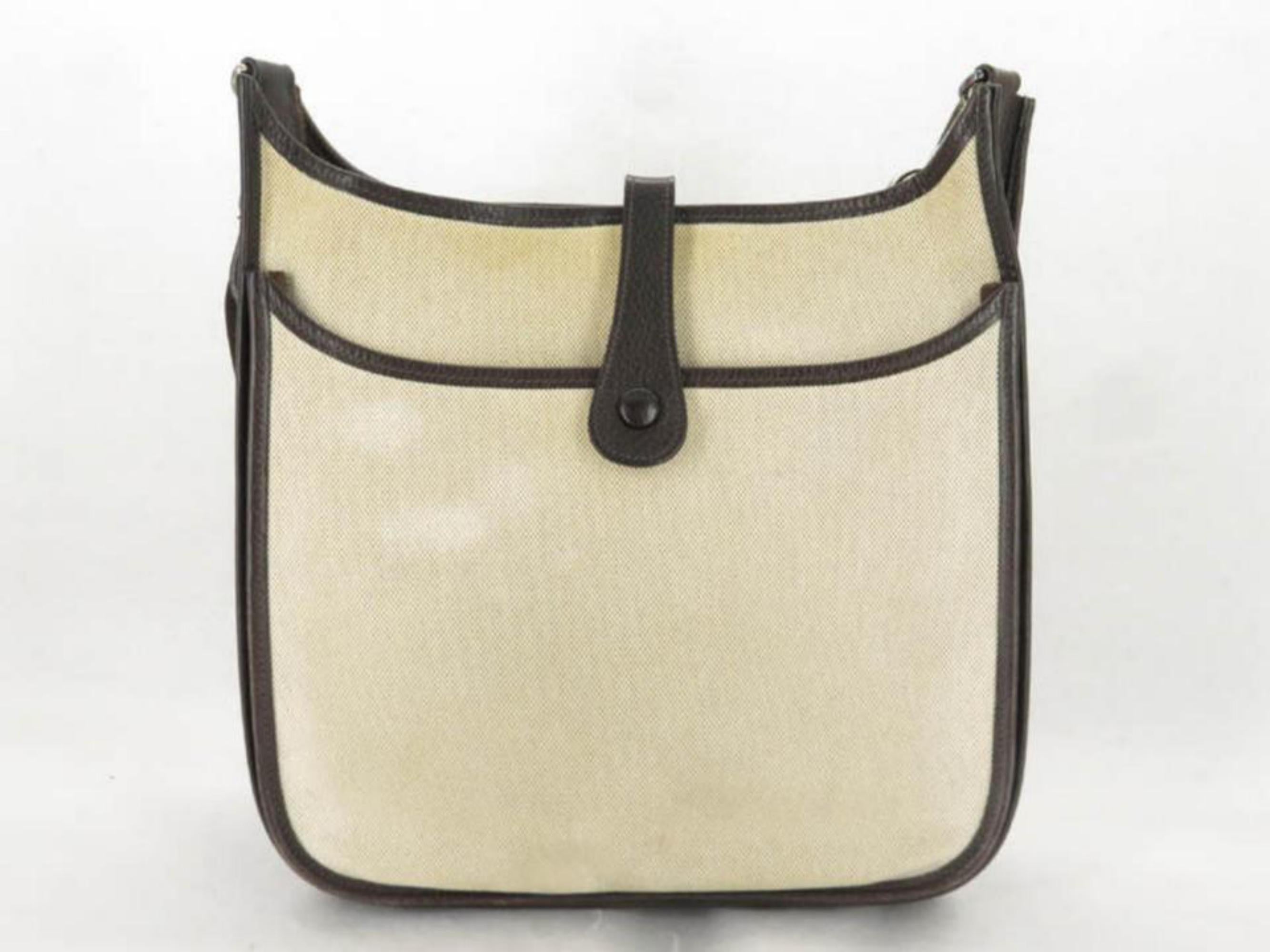 Hermès Evelyne Toile Ii 868833 Brown Canvas Messenger Bag For Sale 4