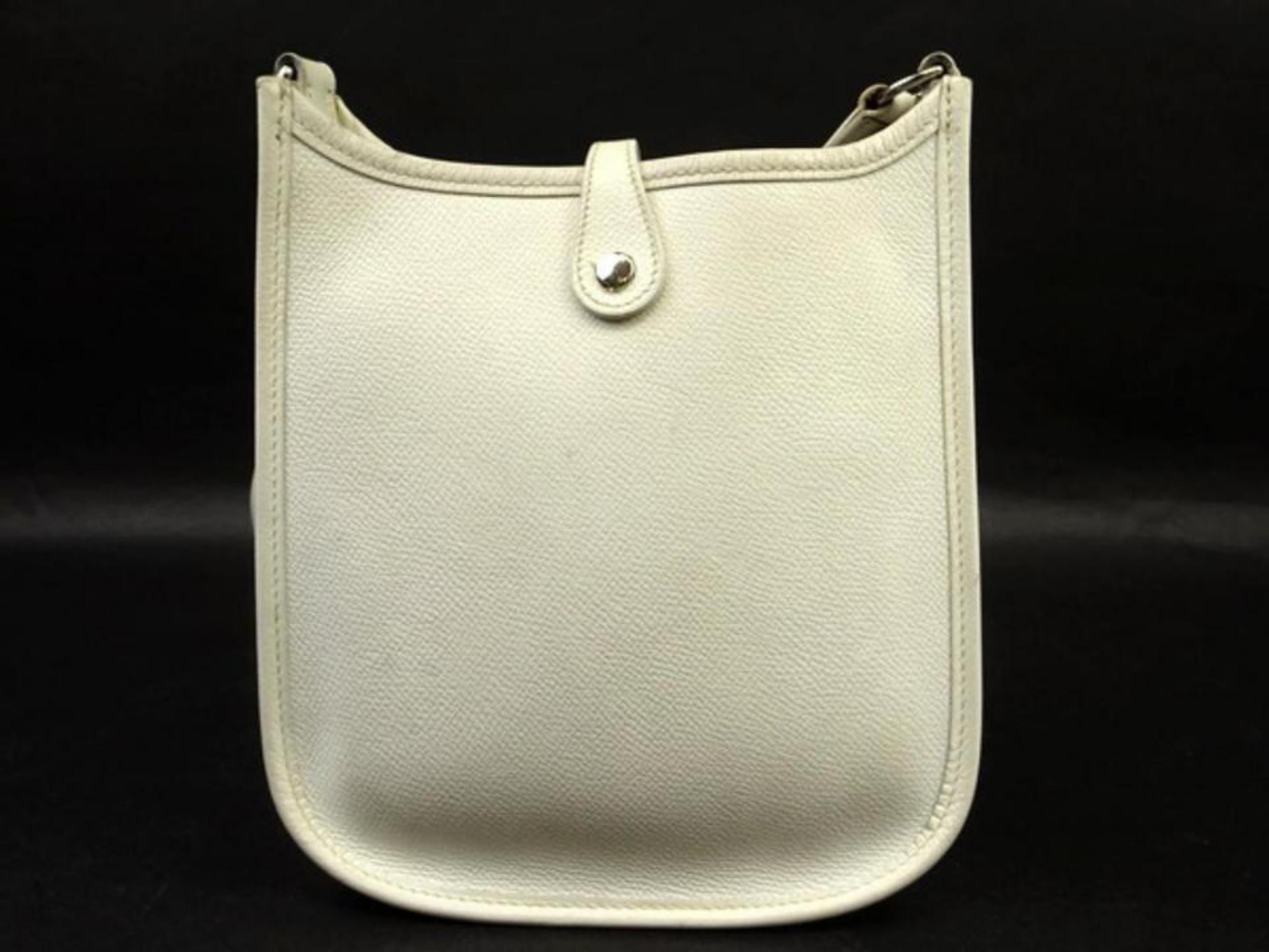 Hermès Evelyne Tpm 221996 White Epsom Leather Cross Body Bag In Good Condition For Sale In Forest Hills, NY