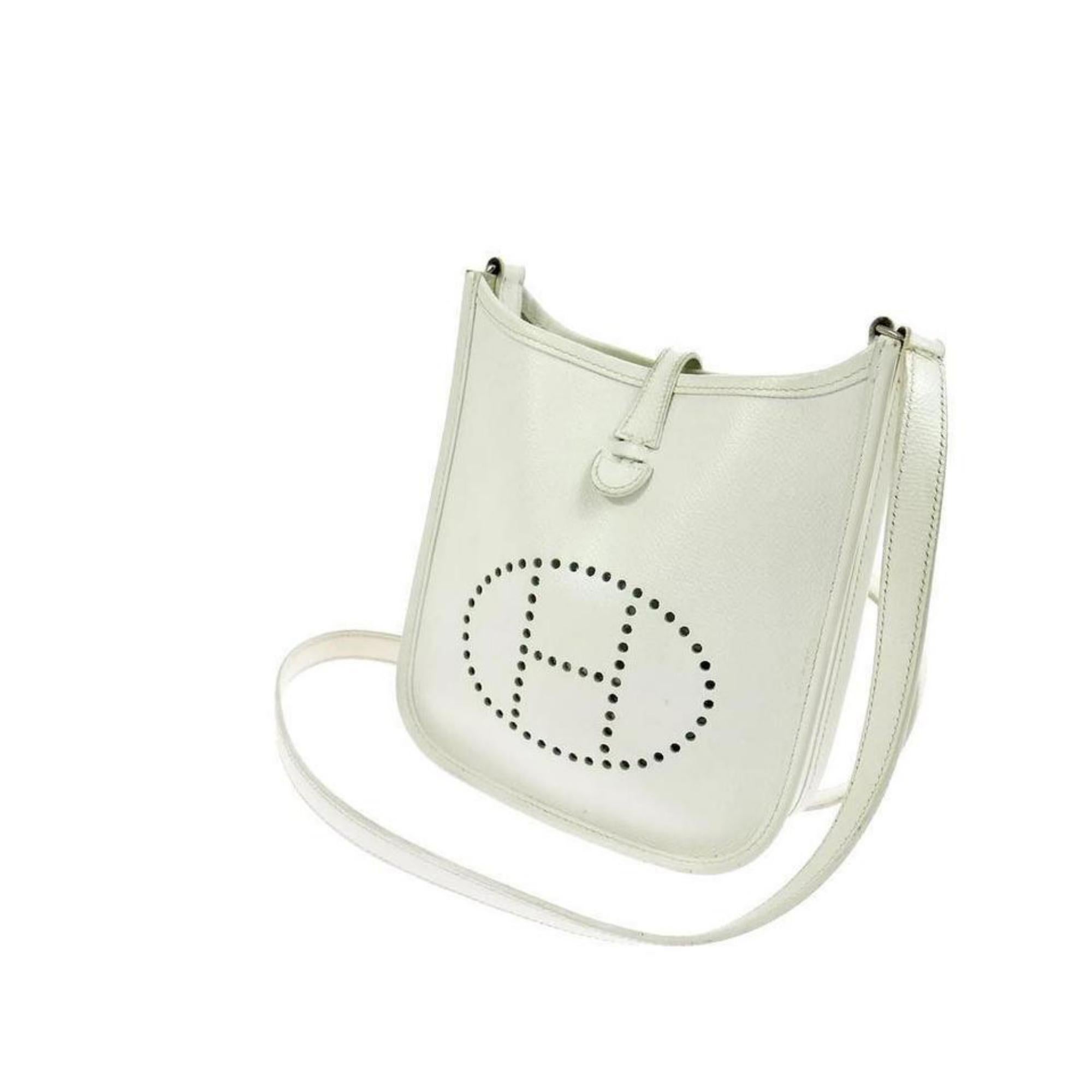 Women's Hermès Evelyne Tpm 221996 White Epsom Leather Cross Body Bag For Sale