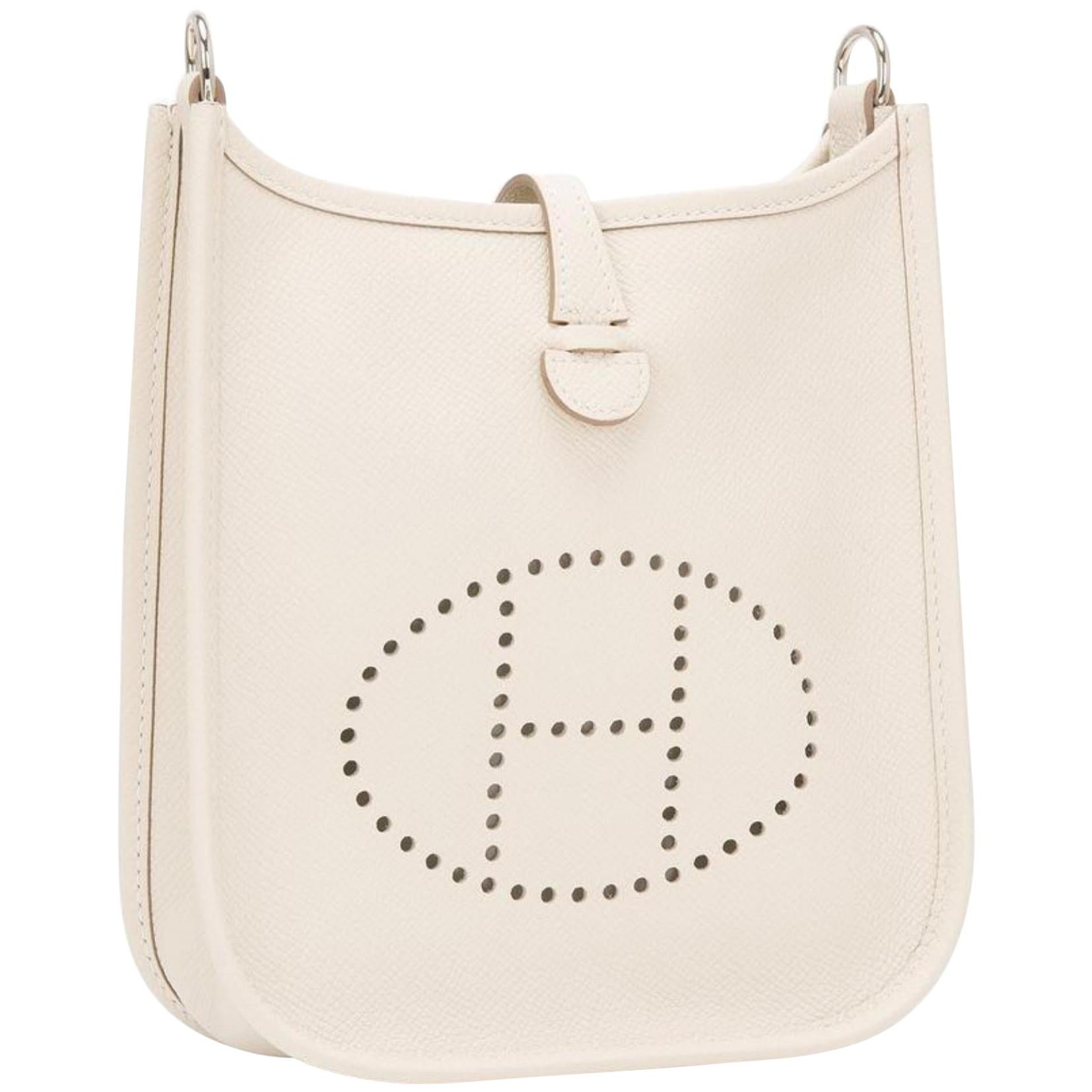 Hermès Evelyne Tpm 221996 White Epsom Leather Cross Body Bag For Sale