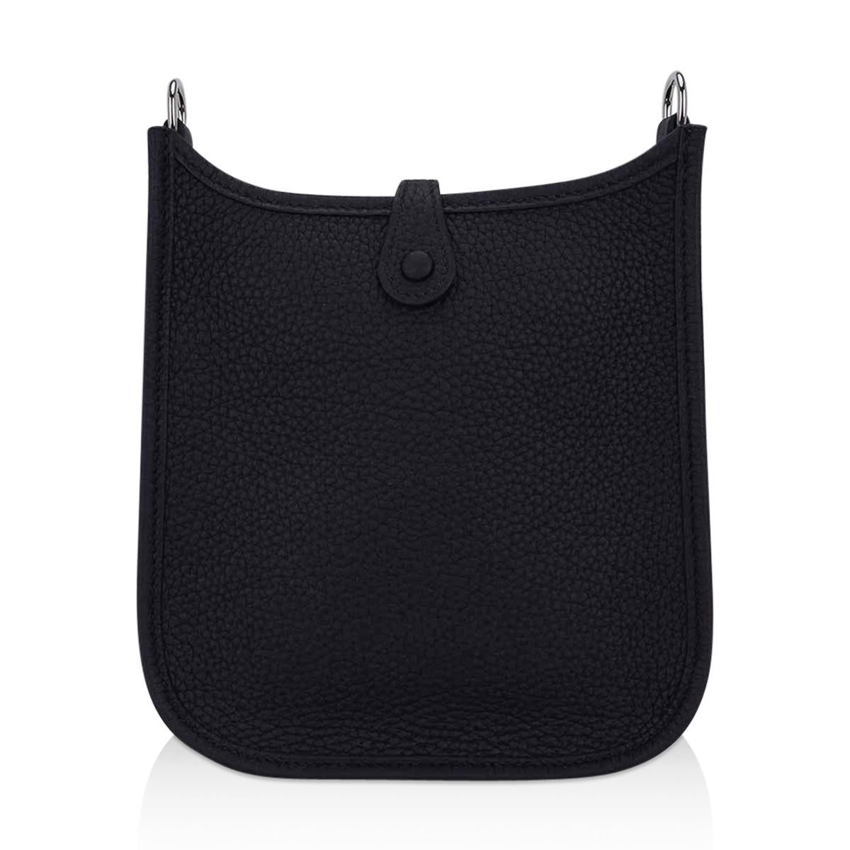 Hermes Evelyne TPM Bag Black Cavale Strap Clemence Palladium Hardware For Sale 1