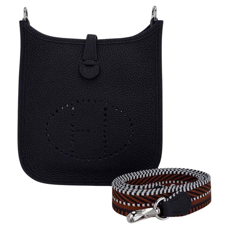 Hermès Multicolor Canvas Sangle Cavale 25mm Black Swift Leather Long Bag  Strap at 1stDibs
