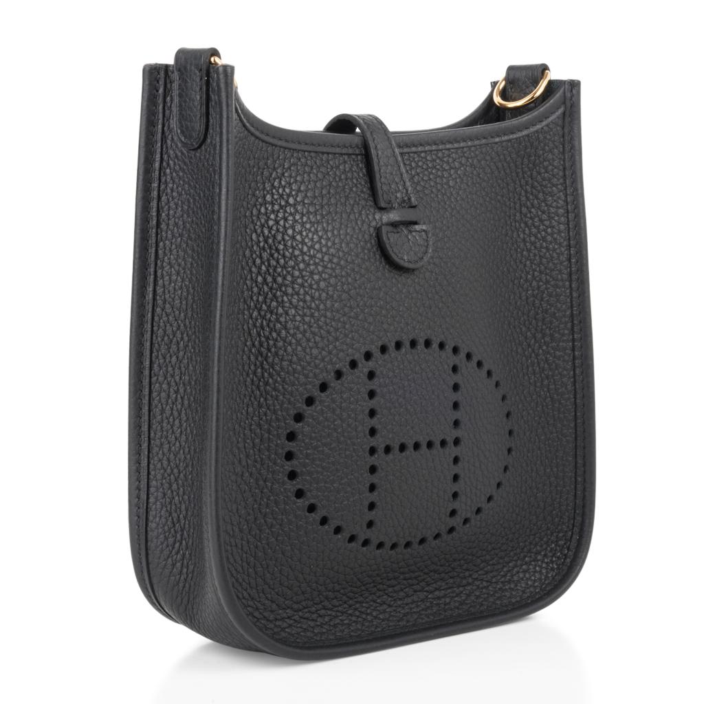 Mightychic offers a Black Hermes Evelyne TPM bag easily worn as a shoulder or crossbody.  
Clemence leather is soft and scratch resistant.
Signature perforated H on front of bag.
Lush with Gold hardware.
Fabulous shoulder or cross body bag. 
Sport