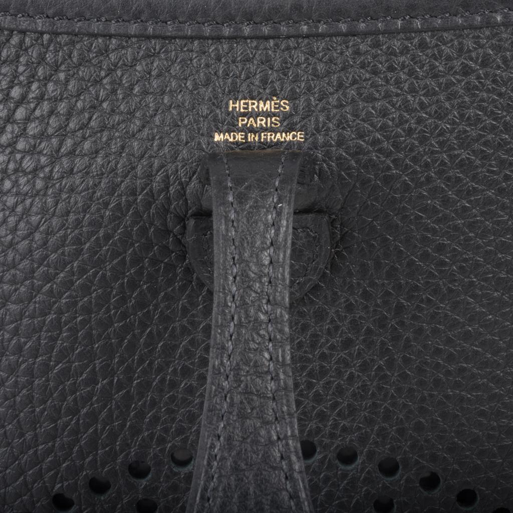 Hermes Evelyne TPM Bag Black Clemence Gold Hardware In New Condition In Miami, FL