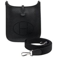 Hermes Evelyne TPM Bag Black Clemence Palladium