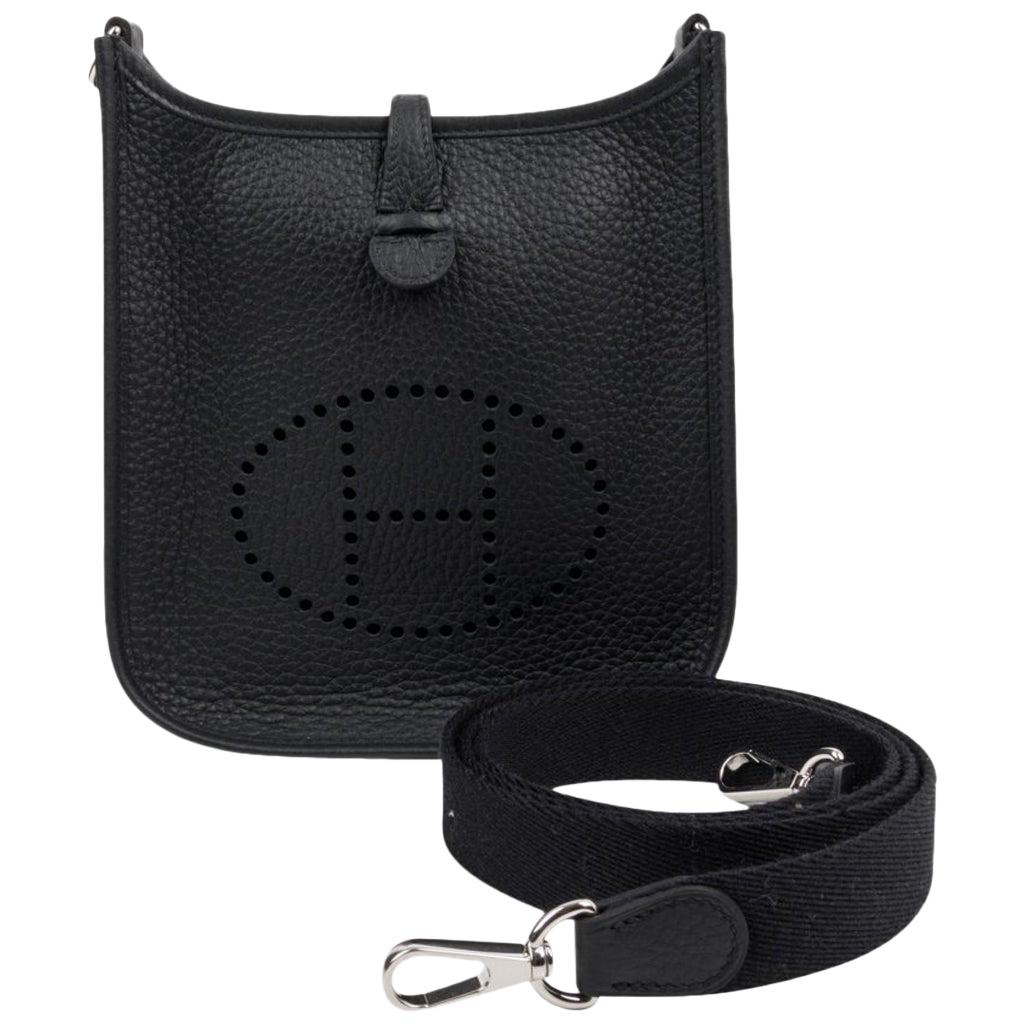 Hermes Evelyne TPM Bag Black Clemence Palladium Hardware For Sale
