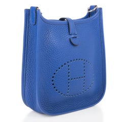 Hermes Evelyne TPM Bag Electric Blue Clemence Palladium
