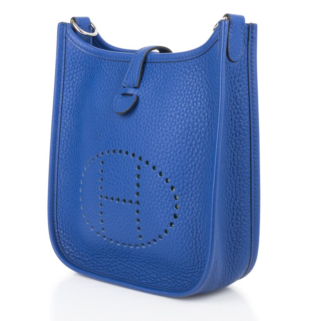 Women's Hermes Evelyne TPM Bag Electric Blue Clemence Palladium