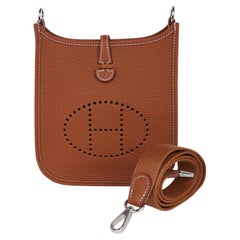 Hermes Evelyne TPM Bag Gold Clemence Palladium Hardware New w/ Box
