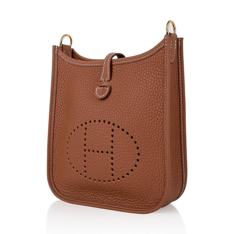 Hermès - Authenticated Mini Evelyne Handbag - Leather Brown Plain For Woman, Never Worn
